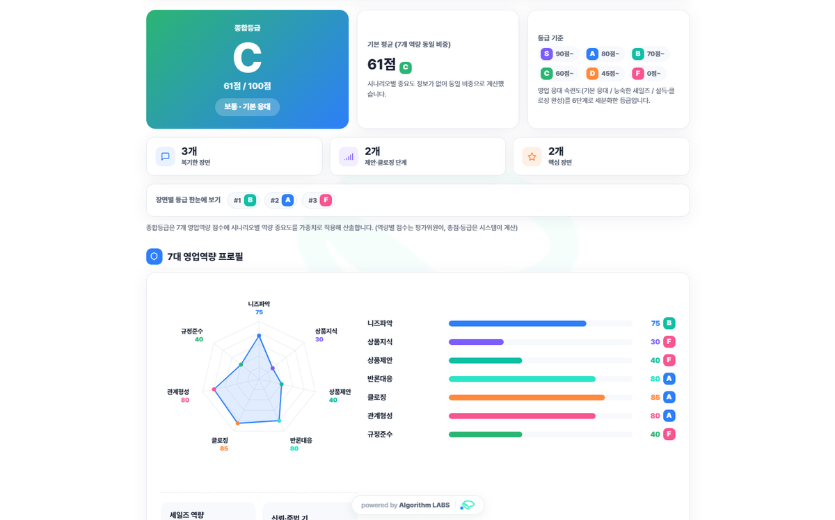 정밀 역량 진단 화면